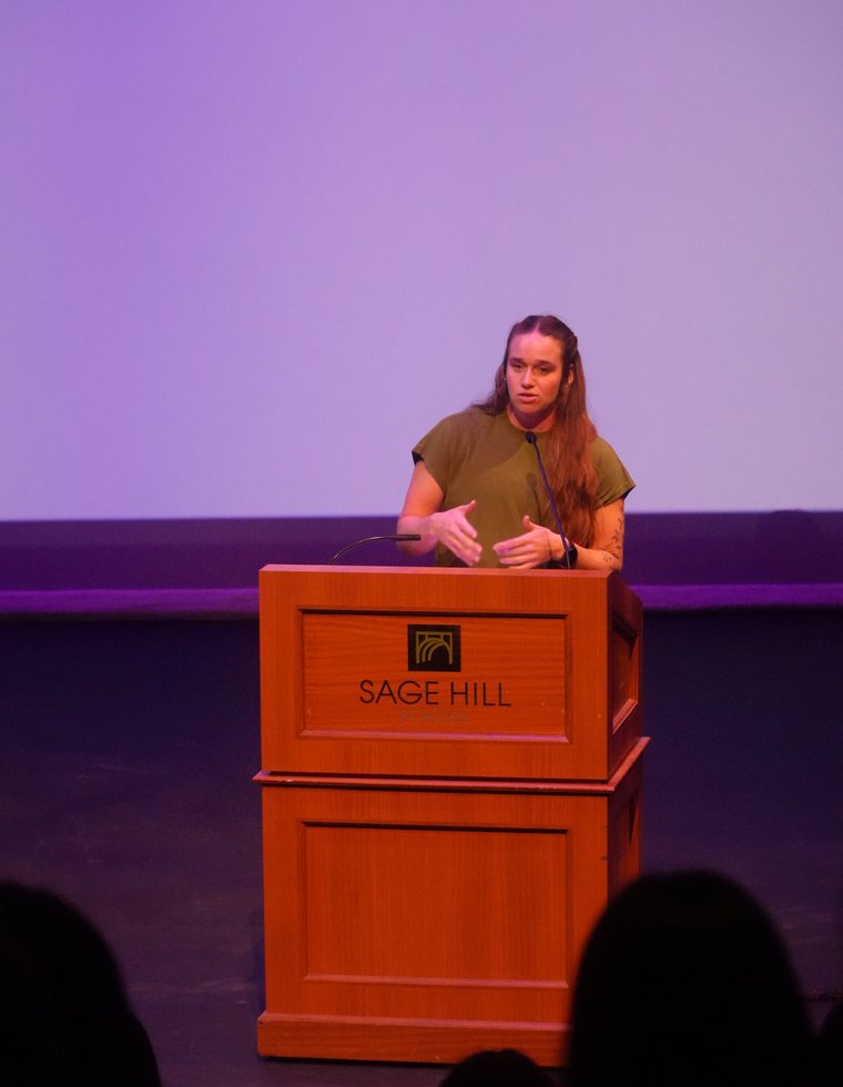 A speaker on stage at GEMfest 2024